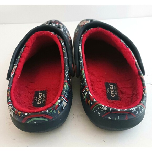 Disney Parks X Crocs Christmas Mickey 2020 Blue Holiday Print Red Lining Sz W 8 - Picture 6 of 12